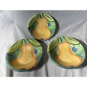 VTG BOB MACKIE Design 2000 Fruit Pears Cereal / Soup Bowls 8.5”